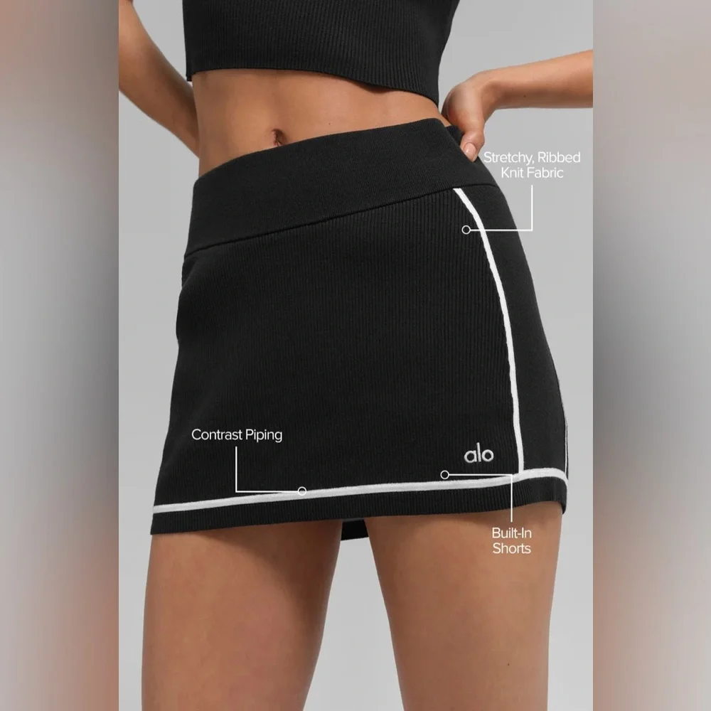 Alo Yoga Ribbed Sweater Knit Highline Mini Skirt S